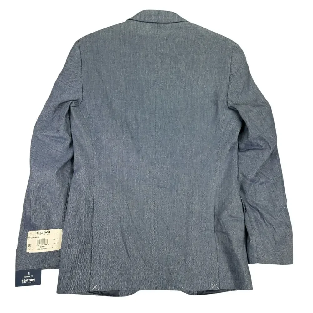 Kenneth Cole Mens Modern Fit Linen Blend Sport Coat Light Blue 36R
